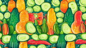 Create an image of a vibrant, whimsical cucumber garden where each cucumber is uniquely shaped and colorful, showcasing the diversity and intrigue of cucumbers. Each cucumber is decorated with fun patterns and designs to bring out their magical and fascinating nature.