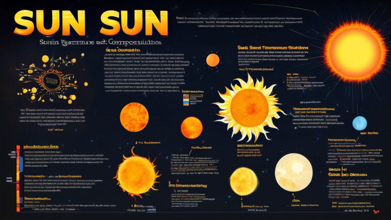 Create an infographic showcasing fascinating facts about the sun, such as its composition, size, temperature, and role in the solar system. Feel free to include visual representations of these facts to make the information engaging and informative for viewers.