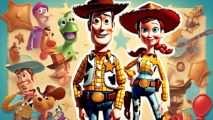 Create an image of a quirky and imaginative collage featuring fun facts about Woody from Toy Story. Include playful elements such as cowboy hats, sheriff badges, Woody's iconic outfit, and whimsical quotes or phrases related to the character. Make the overall composition colorful and visually engaging to capture the essence of Woody's character.