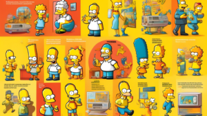 Create an image depicting a colorful and whimsical infographic showcasing various fun facts about The Simpsons TV show. Include visual elements like character illustrations, iconic moments from the show, and statistics presented in a fun and engaging manner.