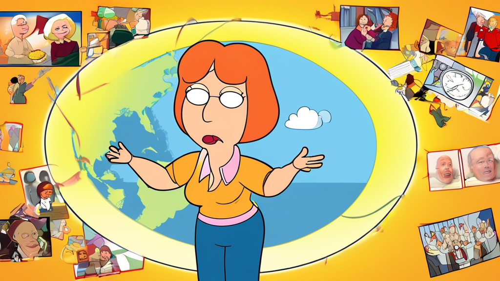 Create an image of Lois Griffin from Family Guy engaging in various surprising or unique activities that showcase interesting facts about her character. This could include her skydiving, baking a crazy new recipe, winning a game show, or leading a protest. The image should capture Lois in a dynamic and unexpected scenario that portrays her diverse personality traits.