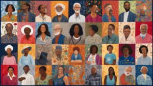 Show an image of a diverse group of people gathering around a large patchwork quilt, with each patch representing a unique fact or aspect related to I Need A Patch For That Day on May 21st. Each person in the image could be interacting with a different patch on the quilt, showcasing various interesting facts or details about the day. The overall image should convey a sense of community and celebration around the theme of patching things up.