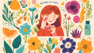 Create an image of a colorful, vibrant poster celebrating National Sense of Smell Day on April 27th. Include illustrations of various aromatic elements like flowers, fruits, and herbs, along with fun facts about the importance of our sense of smell. Make the design eye-catching and informative to attract attention and spark interest in the day's celebration.