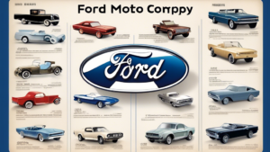 Create an image showcasing the evolution of Ford Motor Company through a timeline, starting from its founding in 1903 to the present day, highlighting key moments and milestones in the company's history. Include iconic Ford vehicles, such as the Model T, Mustang, and F-150, to visually represent the company's legacy and impact on the automotive industry.