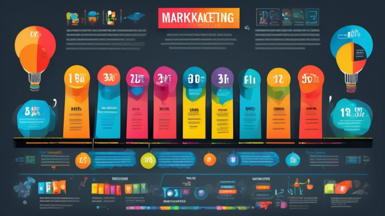 Create an image showing a colorful infographic with 13 fun marketing facts displayed in a creative and visually appealing way. Each fact should be represented with icons or illustrations that correspond to the topic, such as social media logos, charts, advertising symbols, etc. The overall design should be eye-catching and engaging to capture the reader's attention.