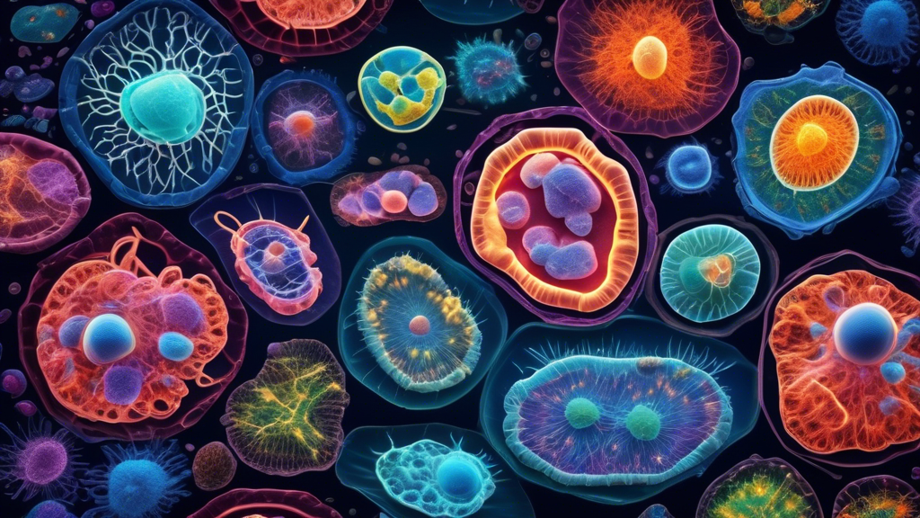 Create an image of a vibrant and dynamic microscopic view of a cell, showcasing the intricate network of organelles floating within the cytoplasm. Be sure to include labels for some key organelles like mitochondria, endoplasmic reticulum, and Golgi apparatus to highlight their importance within the cell.Enhance the image with a burst of glowing light to symbolize the energy and activity present in the cytoplasm, capturing the essence of the 17 best facts about this vital cellular component.