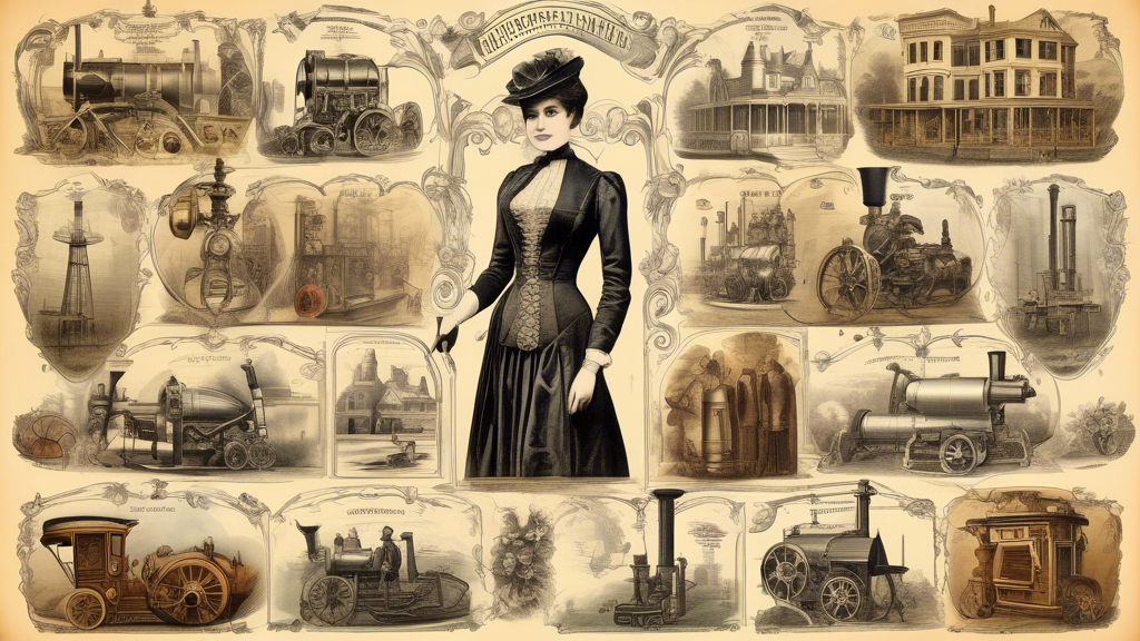 Create an image depicting a collage of 20 interesting and visually captivating Victorian era facts, with each fact displayed in a unique and artistic way. The composition should include illustrations or symbols representing key aspects of the Victorian era, such as intricate architecture, steam-powered machinery, traditional fashion, and iconic inventions of the time. Each fact should be presented in a visually appealing and informative manner to engage viewers with the rich history of the Victorian era.