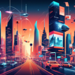 Create an image of a futuristic digital cityscape filled with billboards and advertisements showcasing various meta marketing strategies such as influencer partnerships, content creation, data analytics, and social media engagement. Include elements representing the 17 facts about meta marketing in a visually engaging and informative way.