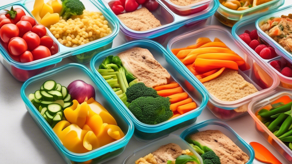 A colorful array of healthy meal prep containers neatly organized on a kitchen counter, celebrating National Meal Prep Day.