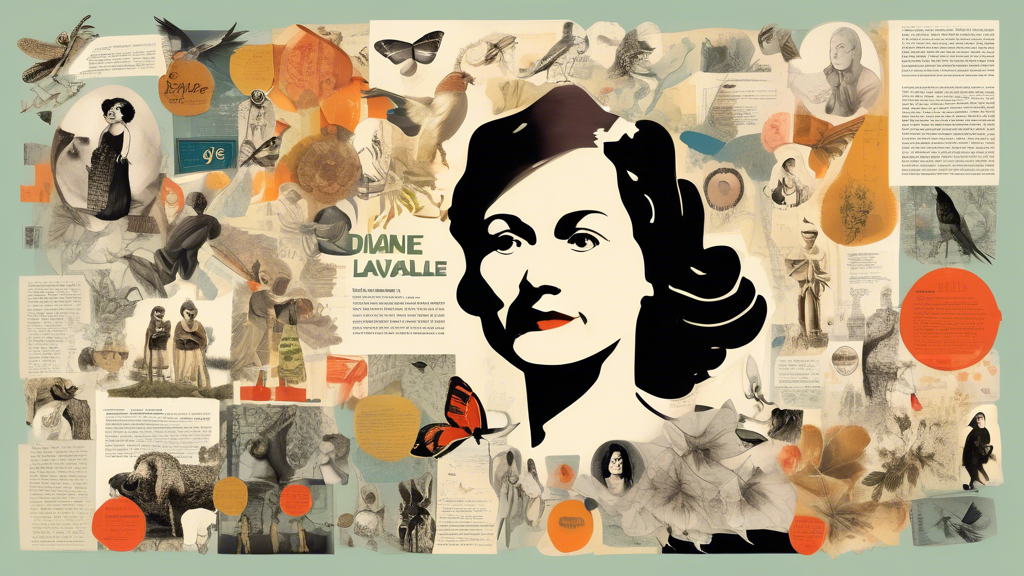 An illustrated collage featuring twelve interesting and lesser-known facts about Diane Lavallée, with each fact represented by a unique and symbolic image, arranged in an engaging and informative layout.