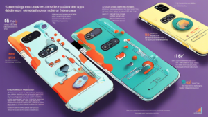 An illustrated infographic showcasing the top 17 fascinating facts about the technology and benefits of suction phone cases, with colorful and creative representations for each fact.