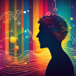 A colorful, abstract visualization of sound waves emanating from a stylized human silhouette, with text bubbles containing intriguing facts about voice scattered throughout.