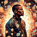 DALL-E, create an intricate image of Alex Pereira surrounded by 25 glowing fact bubbles, each containing a unique icon or symbol that represents a key aspect of his life and career, set against the backdrop of a mixed martial arts arena.